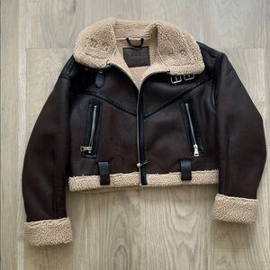 Zara Dark Brown Jacket with Cream Shearling